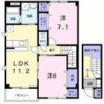 2LDK(洋6・洋7.1・LDK11.2)(間取) 2LDK(洋6・洋7.1・LDK11.2)(間取)