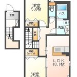 2LDK（洋6.9、洋5.6、LDK10.1）(間取)