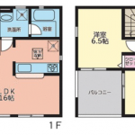 １F床面積51.43㎡　２F床面積53.86㎡（ﾙｰﾌﾊﾞﾙｺﾆｰ面積含む）(間取)