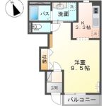間取り 1K(洋9.5帖、K3.3帖)(間取) 間取り 1K(洋9.5帖、K3.3帖)(間取)