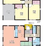 １F床面積：52.24㎡、２F床面積：53.86㎡（ﾙｰﾌﾊﾞﾙｺﾆｰ面積含む）(間取)