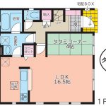 １F床面積：50.22㎡、２F床面積：51.84㎡（ﾙｰﾌﾊﾞﾙｺﾆｰ面積含む）(間取)