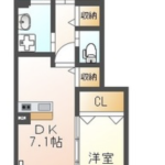 1DK（洋4.1、DK7.1）(間取)