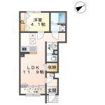 1LDK(洋4.1、LDK11.9)(間取) 1LDK(洋4.1、LDK11.9)(間取)