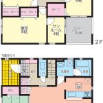 １F床面積：51.84㎡、２F床面積：56.70㎡（ﾙｰﾌﾊﾞﾙｺﾆｰ面積含む）(間取)