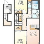 2LDK(洋6.9、洋5.6、LDK10.1)(間取) 2LDK(洋6.9、洋5.6、LDK10.1)(間取)