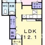 1LDK(洋6.3, LDK12.1)です。(間取)