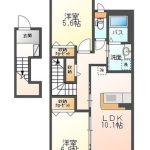 2LDK（洋6.9、洋5.6、LDK10.1）(間取)