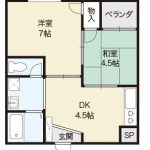 2DK　DK4.5帖、洋7帖、和4.5(間取)